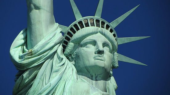 город, крупным планом, ориентир, нью-йорк, нью-йорк, скульптура, статуя, статуя свободы, соединенные штаты америки, сша, HD обои HD wallpaper