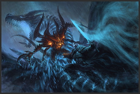 Иллюстрация Diablo 3, метель, диабло, варкрафт, артас, король-лич, герои шторма, HD обои HD wallpaper