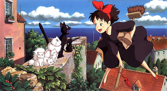 anime flickor anime Kikis Delivery Service Studio Ghibli, HD tapet HD wallpaper