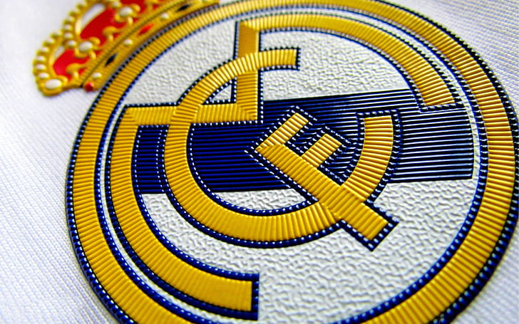 Logotipo do Real Madrid, patch do fc barcelona, ​​logotipo, real madrid, marca e logotipo, HD papel de parede