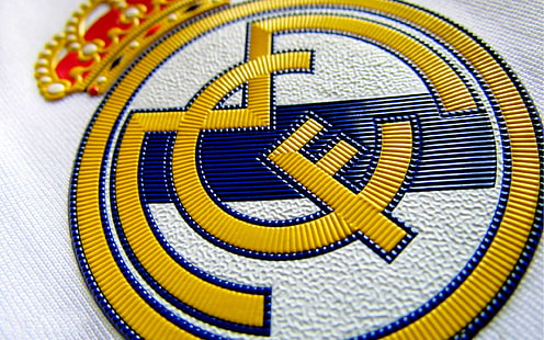 Logotipo del Real Madrid, parche del fc barcelona, ​​logotipo, real madrid, marca y logotipo, Fondo de pantalla HD HD wallpaper