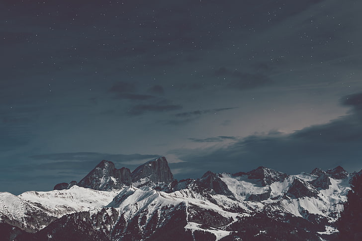 pico de montaña blanco y negro, cordillera, naturaleza, nieve, montañas, paisaje, Fondo de pantalla HD