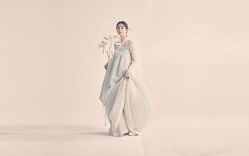 koreański, hanbok, sukienka, tradycyjny, dziewczyna, azjatycki, Tapety HD HD wallpaper
