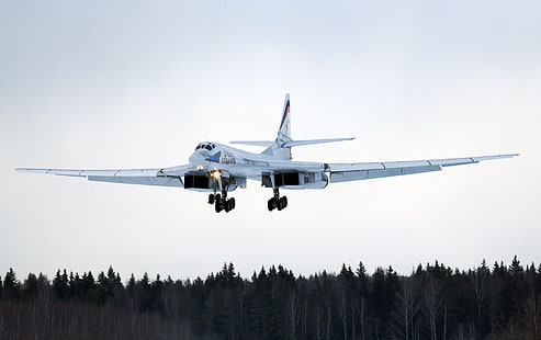 白い航空機、ツポレフ、Tu-160、ロシア空軍、戦略的航空機、長距離爆撃機、 HDデスクトップの壁紙 HD wallpaper