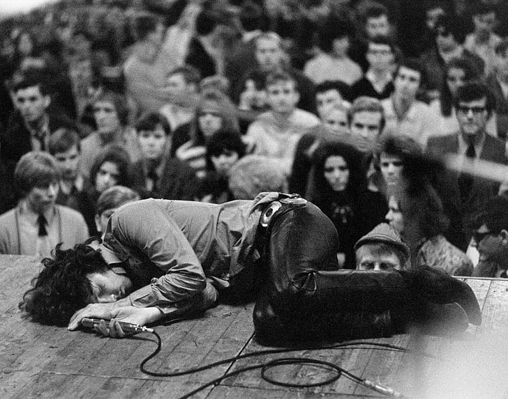 Jim Morrison, The Doors, Jim Morrison, music, rock music, vintage, monochrome, HD wallpaper