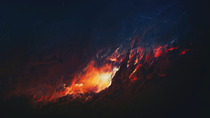 Spazio profondo, Nebulosa, Fuoco, 4K, Spacescape, Sfondo HD