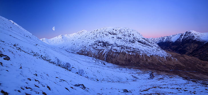 fotografia krajobrazowa alpy górskie, glencoe, szkocja, glencoe, szkocja, Glencoe, Szkocja, fotografia krajobrazowa, góra, alpy, West Highlands, świt, śnieg, zima, natura, szczyt górski, krajobraz, na zewnątrz, lód, scenics, niebieski, europejski Alpy, niebo, zimno - Temperatura, Tapety HD
