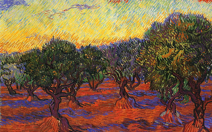 Vincent van Gogh Boyama, yeşil ağaçlar boyama, vincent, gogh, boyama, HD masaüstü duvar kağıdı
