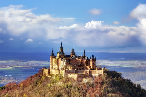 Castelos, Castelo Hohenzollern, Baden-Württemberg, Alemanha, HD papel de parede HD wallpaper