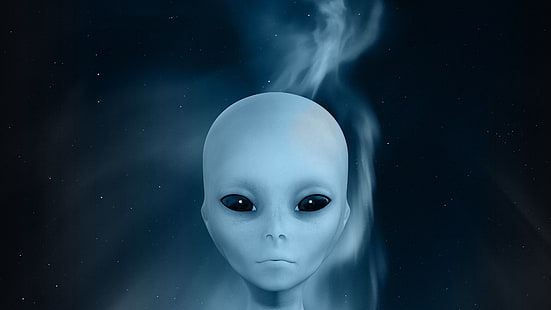 Gesicht, Außerirdischer, Kopf, Außerirdisches, Außerirdisches Leben, Fremder, Fantasiekunst, Raum, HD-Hintergrundbild HD wallpaper