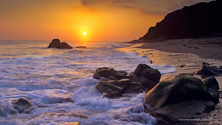 Leo Carillo State Beach, Malibu, California, Sunrises / Sunsets, วอลล์เปเปอร์ HD