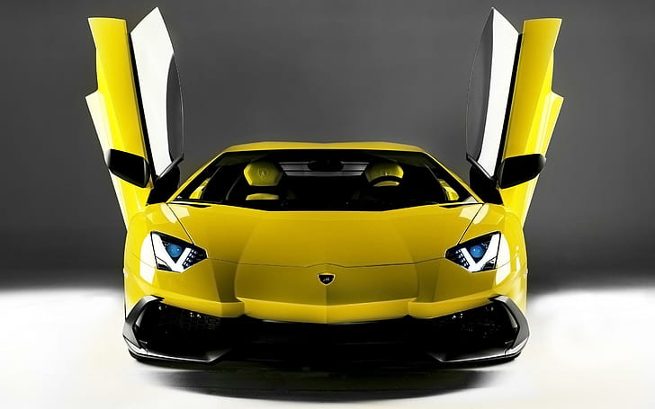 Lamborghini Aventador LP 720 4 Anniversario, sarı lamborghini spor coupe, lamborghini, aventador, anniversario, araba, HD masaüstü duvar kağıdı