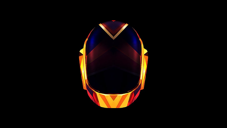خلفية Daft Punk Helmet ، Daft Punk ، موسيقى ، برتقالي ، أسود ، فن رقمي، خلفية HD
