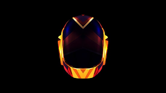 Daft Punk шлем обои, Daft Punk, музыка, оранжевый, черный, цифровое искусство, HD обои HD wallpaper