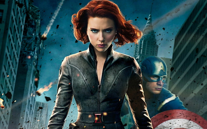 The Avengers, Scarlett Johansson, Chris Evans, Captain America, Black Widow, Marvel Cinematic Universe, HD tapet