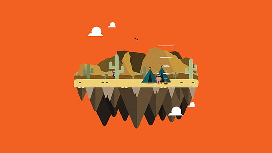 Vektor, Adobe Illustrator, Indianer, Cowboys, Kaktus, HD-Hintergrundbild HD wallpaper