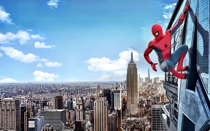 Spider-Man digital tapeter, Spider-Man, Spider-Man: Homecoming, Building, Empire State Building, Movie, New York, Tom Holland, HD tapet
