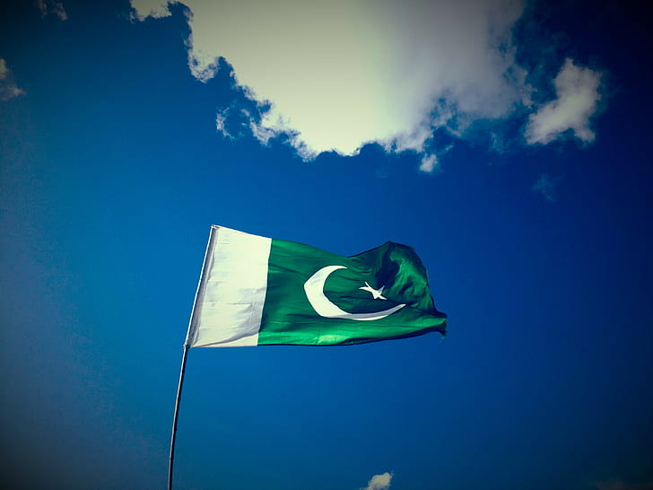 Drapeau, vert, pakistan, ciel, Fond d'écran HD