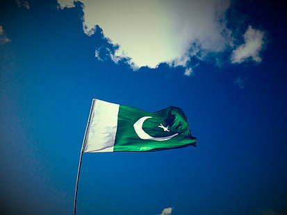 Flagga, grön, Pakistan, himmel, HD tapet HD wallpaper