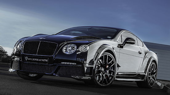 svart Bentley Continental coupe, bentley, continental, gt, onyx, tuning, black, front, HD tapet HD wallpaper