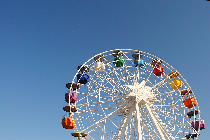 multi color ferris wheel, ferris wheel, amusement park, attraction, HD wallpaper