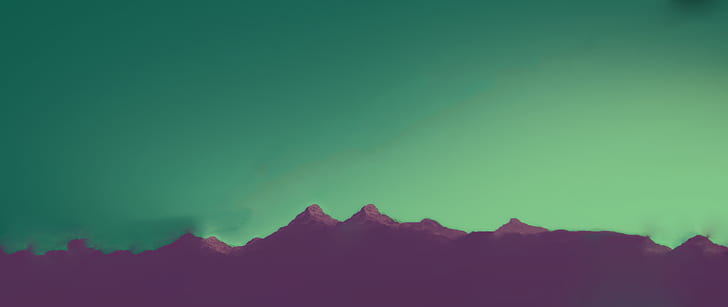 cyan, pink, mountains, HD wallpaper