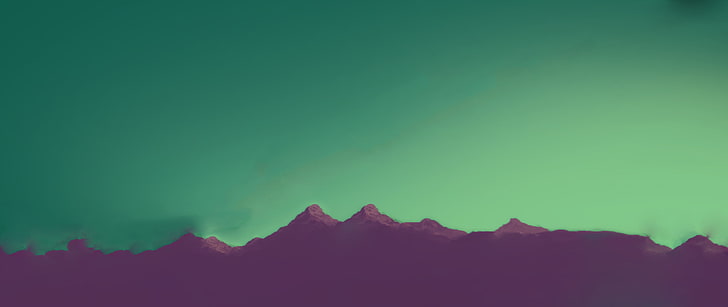 pegunungan, merah muda, pegunungan, pirus, sederhana, Wallpaper HD