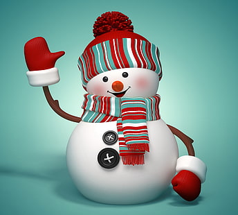 илюстрация на бял снежен човек, Нова година, Коледа, снежен човек, зима, сладък, весел, HD тапет HD wallpaper