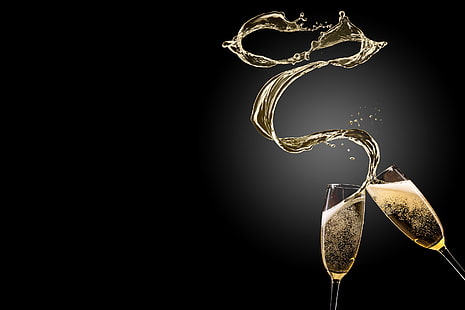 chiaro bicchiere di champagne, schizzi, bicchieri, bicchiere, champagne, splash, Sfondo HD HD wallpaper