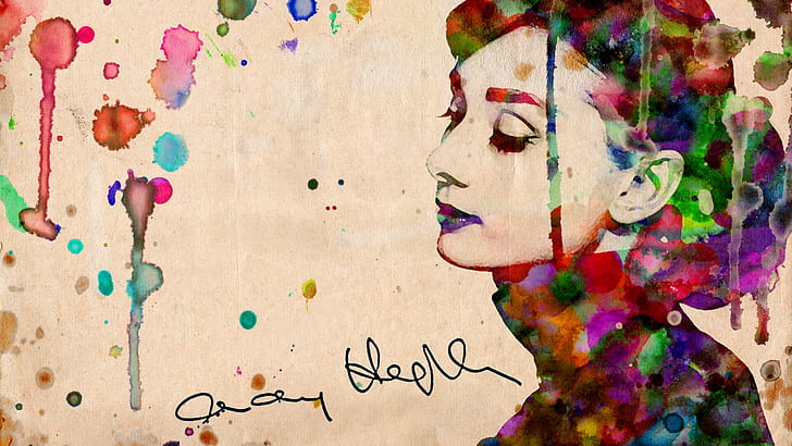 Audrey Hepburn Colorful Drawing Painting Face HD, digital/artwork, drawing, colorful, face, painting, audrey, hepburn, HD wallpaper