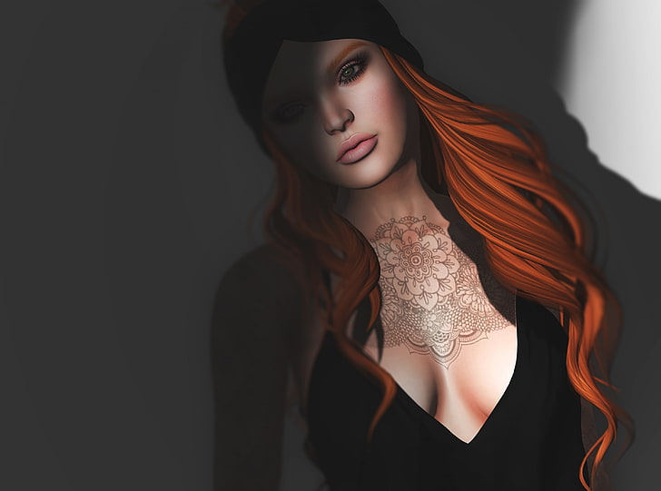 Cause You Still Dont Know What I Never Said, women's black deep V-neck top 3D portrait, Girls, Girl, Model, 3Dmodel, HD wallpaper