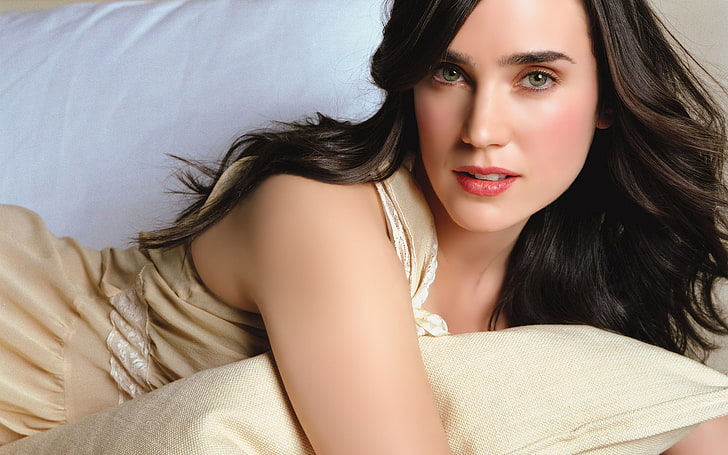 Jennifer Connelly, women's brown sleeveless top, Female celebrities, Other, famous female wallpaper, hollywood female celebrities, jennifer connelly wallpapers, HD wallpaper