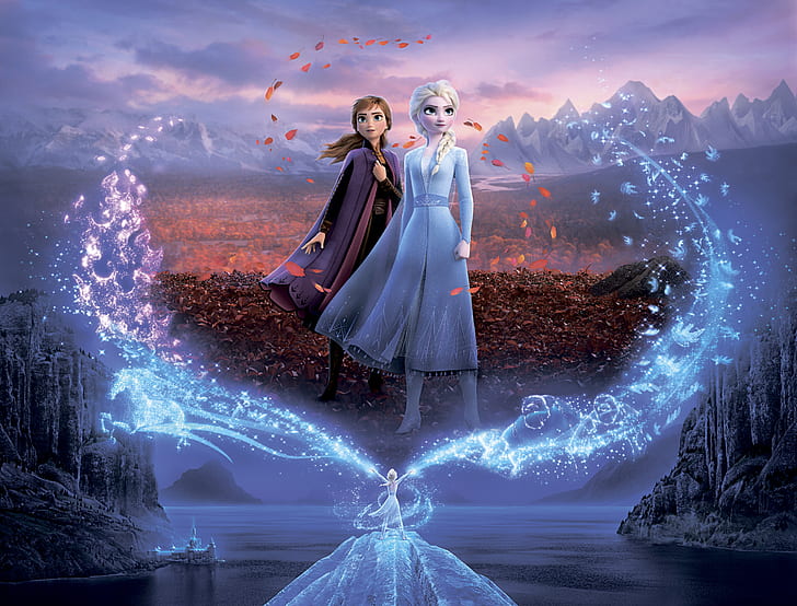 Movie, Frozen 2, Anna (Frozen), Elsa (Frozen), HD тапет