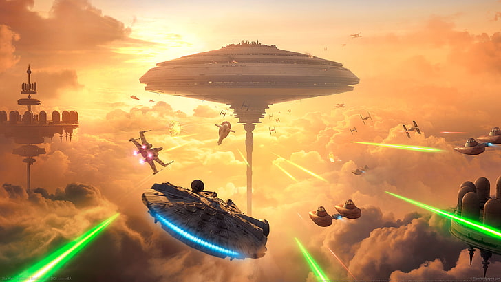 خلفية Star Wars Millennium Falcon الرقمية ، حرب النجوم: Battlefront ، Bespin ، Millennium Falcon ، Cloud City ، ألعاب الفيديو، خلفية HD