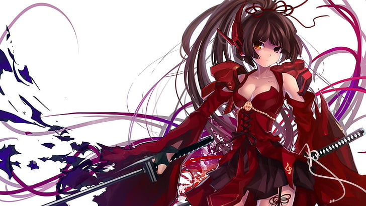 anime female character holding sword wallpaper, anime, anime girls, HD wallpaper