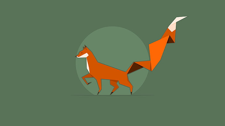 orange wolf vector art, minimalism, vector, fox, HD wallpaper