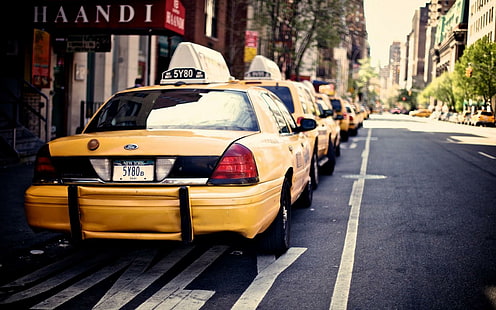 New York City USA Taxi Cars, york, miasto, taksówka, samochody, Tapety HD HD wallpaper