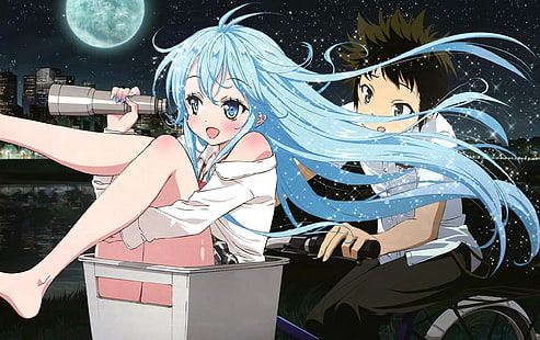 Denpa Onna Nach Seishun Otoko, Touwa Erio, Niwa Makoto, Anime Boys, Anime Girls, Moon, HD-Hintergrundbild HD wallpaper