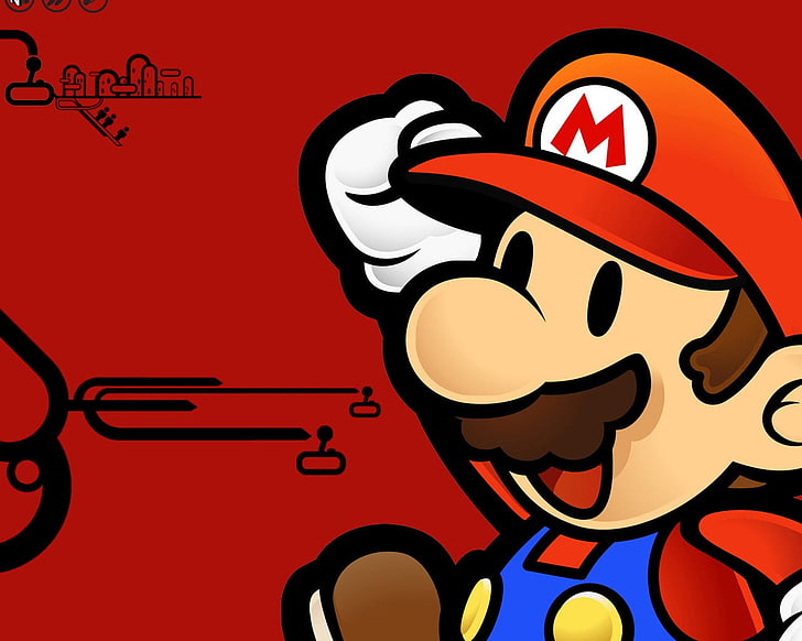 Super Mario tapet, röd, Super Mario, Mario Bros., Paper Mario, HD tapet