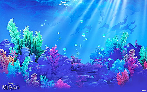 디즈니 인어 공주 수중 삽화, 인어 공주, HD 배경 화면 HD wallpaper