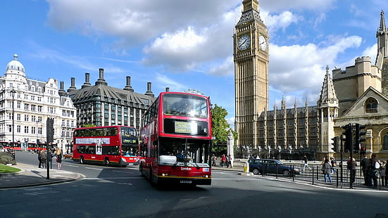 czerwony autobus londyński, anglia, londyn, wielka brytania, ulica, Tapety HD HD wallpaper