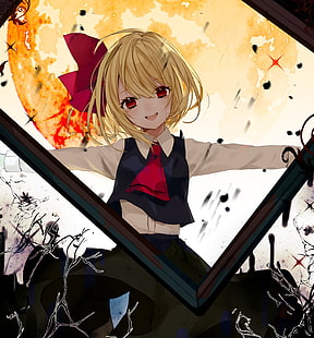 rumia, touhou, blondine, tränen, lächeln, anime, HD-Hintergrundbild HD wallpaper