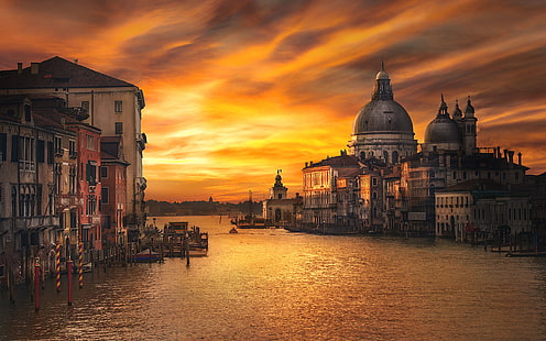 Sunrise Venice Italia Kanal Besar Dan Laguna Dari Bridge Academy Atau Ponte Del’accademy Hd Wallpaper Untuk Desktop Dan Ponsel 3840 × 2400, Wallpaper HD HD wallpaper