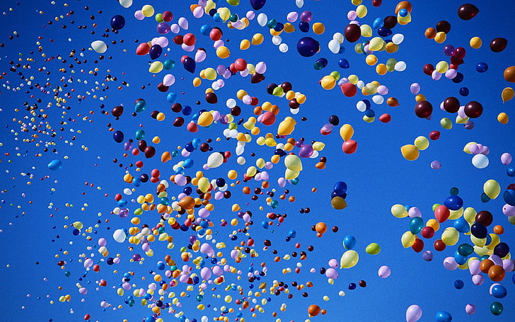 lote de globos de colores variados, fotografía, globo, Fondo de pantalla HD