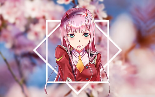 Zero Two (Darling in the FranXX), Code:002, Darling in the FranXX, sakura (tree), cherry blossom, HD wallpaper HD wallpaper