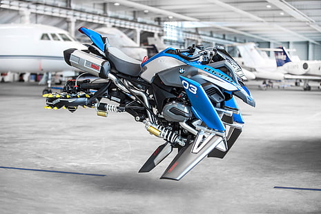 blau und grau 03 Drohne, BMW, Motorrad, futuristisch, Concept Cars, HD-Hintergrundbild HD wallpaper