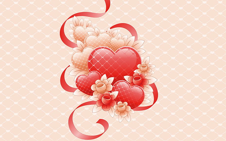 Hearts, valentines day, heart, abstract, love, 3d and abstract, HD wallpaper
