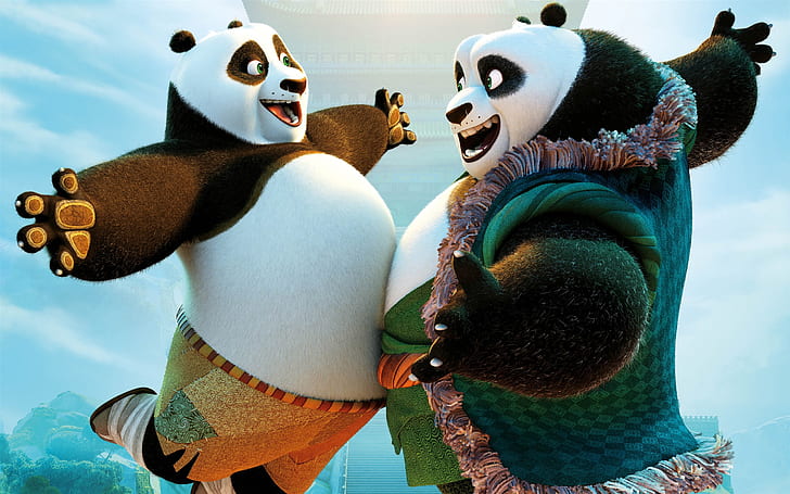 Kung Fu Panda 3, Po and his father, Panda, Po, Father, HD wallpaper