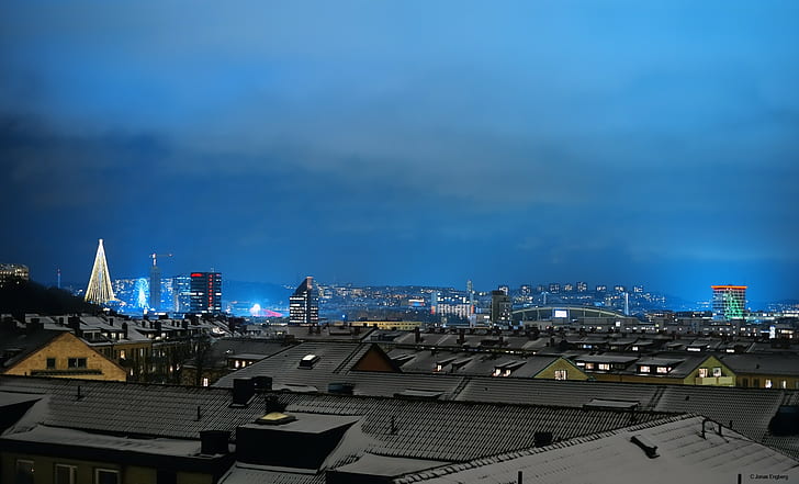 ถ่ายภาพกลางคืนเมืองในเมืองเมืองอาคารไฟ, วอลล์เปเปอร์ HD