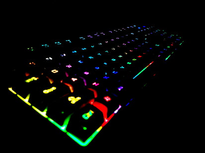 клавиатура, клавиша, подсветка, разноцветная, HD обои HD wallpaper
